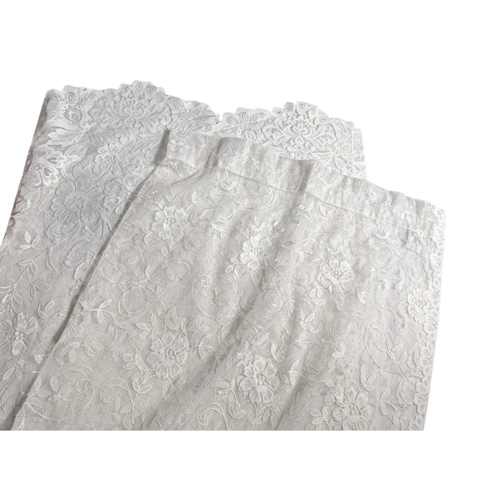 Set 3 JC Penney Lace Curtains Panels Vintage 90s Scalloped 62 Long White Sheer